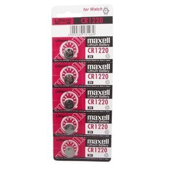 Maxell 3V Lithium Button Coin Cell Battery (CR 1220) - 5 Pieces