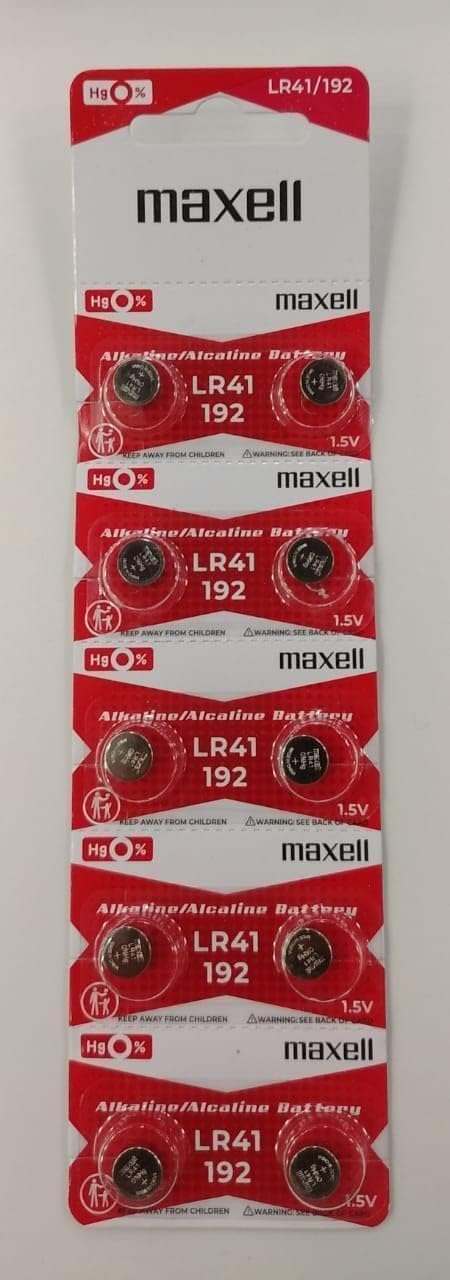 Maxell Maxell Batteries LR41 (192, AG3) Alkaline Button Size Battery, On Tear Strip (Pack of 10)