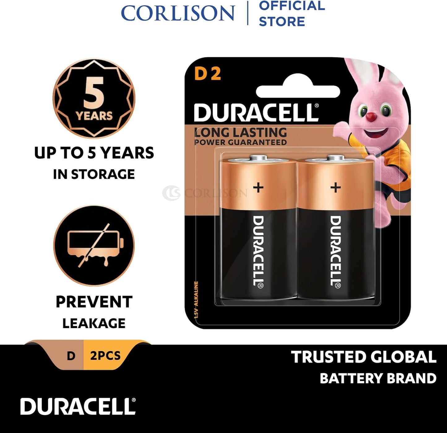 Duracell Alkaline D Batteries 2 Count