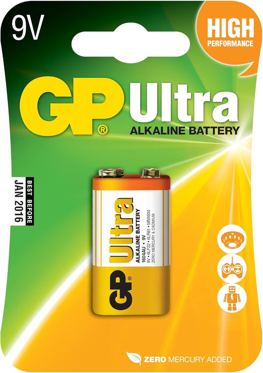 GP Ultra Alkaline Batteries | 9V | 1 x Pack