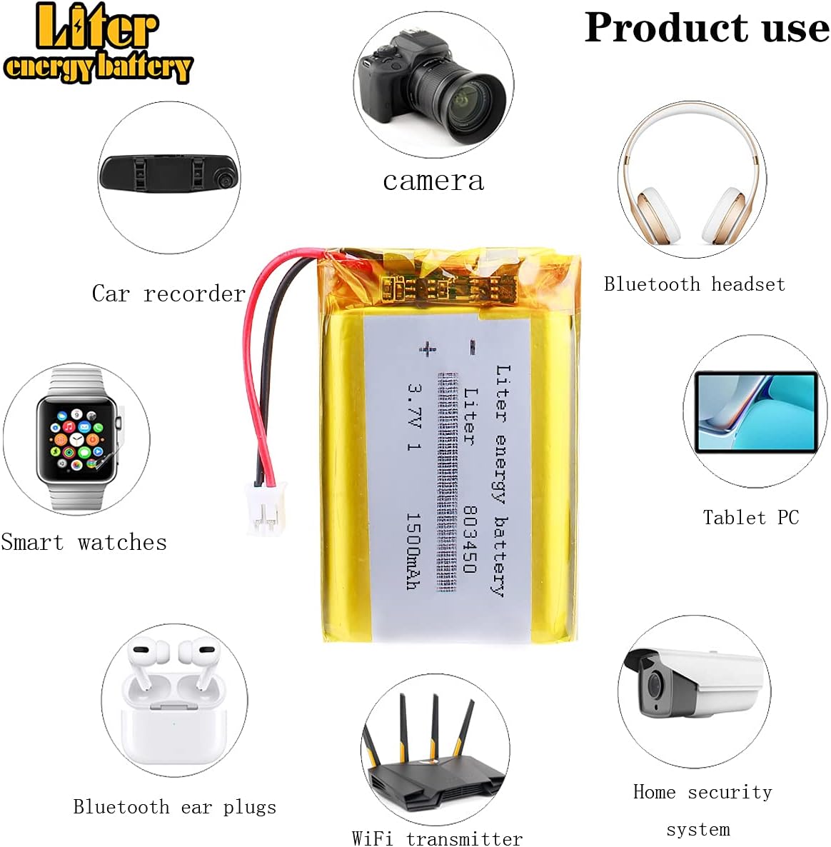 3.7V 1500mAh 803450 Rechargeable Lithium Polymer Battery