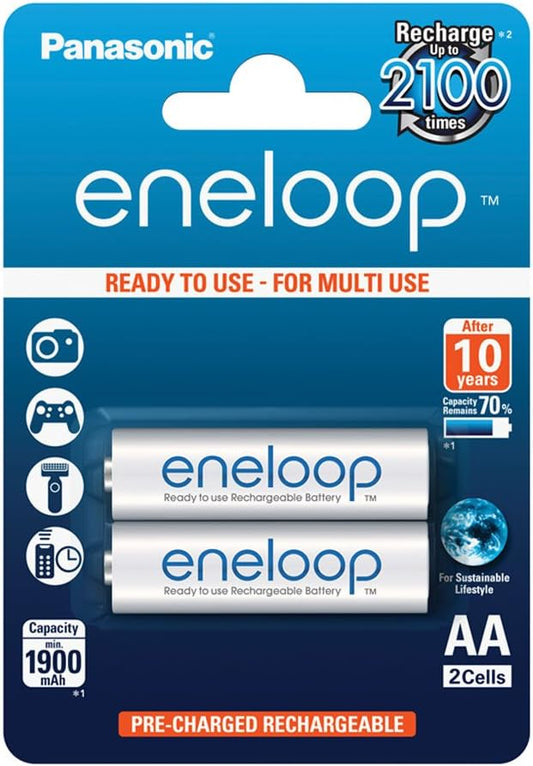 Panasonic eneloop BK-3MCCE/2BE Nickel Metal Hydride AA Batteries, Classic AA 2-Pack