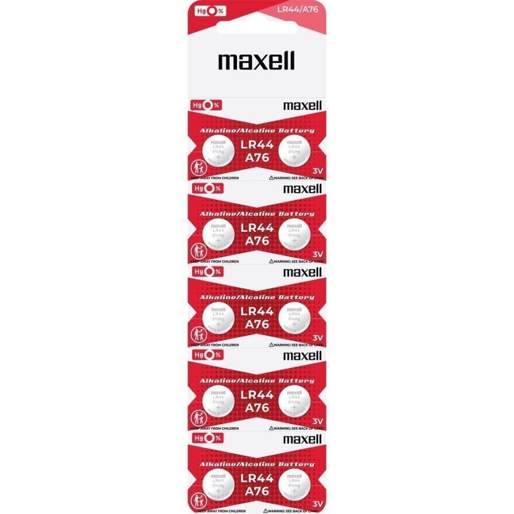 Maxell Batteries LR44 (A76) Alkaline Battery (Pack of 10)