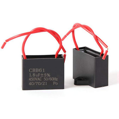 CBB61 1-12uF Fan Capacitor AC 450V 50/60Hz ±5% 2 Wire, 2-Pack