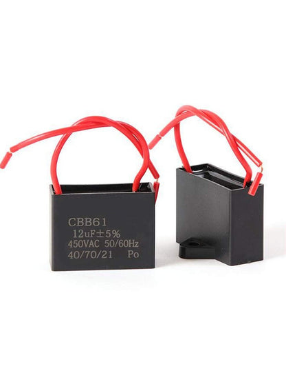 CBB61 1-12uF Fan Capacitor AC 450V 50/60Hz ±5% 2 Wire, 2-Pack