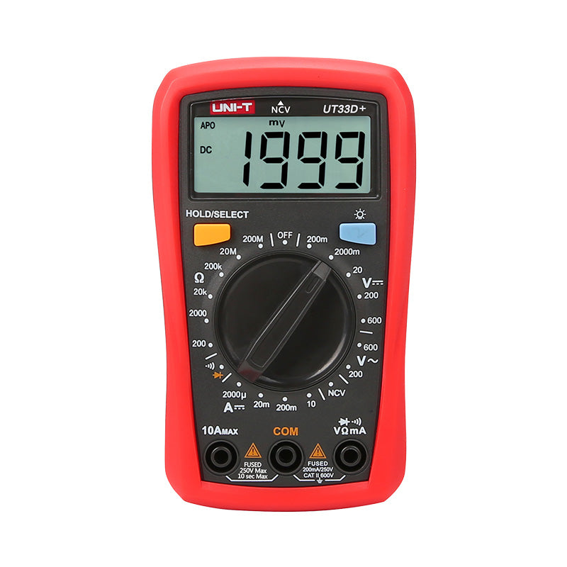 UNI-T UT33C+ Digital Multimeter Handheld AC/DC Volt, Ohm, Temperature Tester