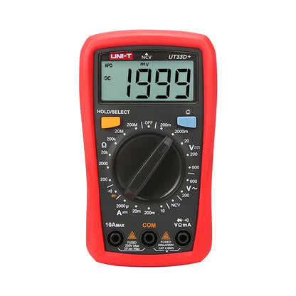 UNI-T UT33C+ Digital Multimeter Handheld AC/DC Volt, Ohm, Temperature Tester
