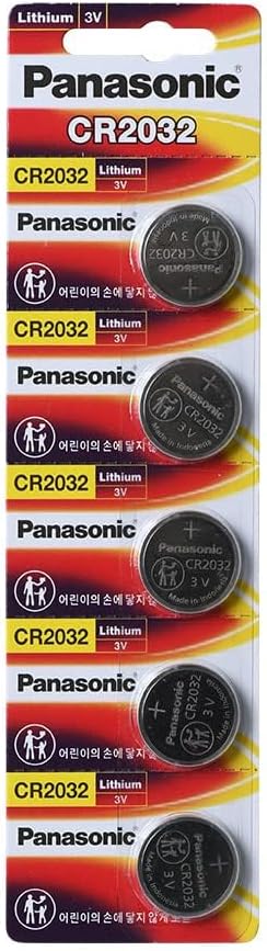 PANASONIC BATTERIES CR2032 LITHIUM BATTERY, 3V, COIN CELL (5 pieces)