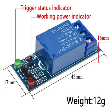 5V 12V Low Level Trigger 1 Relay Module Module Board Sheield for PIC AVR DSP ARM MCU Arduino