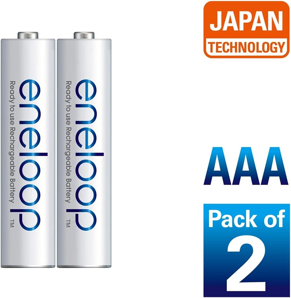 Panasonic eneloop AAA 800mAh Rechargeable Batteries, Pack of 2, BK-4MCCE2BT2