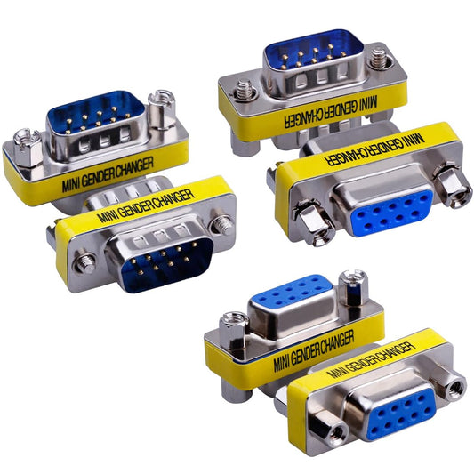 DB9 9PIN FEMALE TO FEMALE, MALE TO MALE, MALE TO FEMALE CHANGER ADAPTOR RS232 SERIAL CONNECTOR