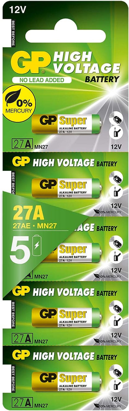 GP Alkaline High Voltage 27A (MN27) card of 5 | 27A | 12.0V