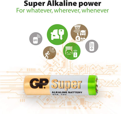 GP Alkaline High Voltage 27A (MN27) card of 5 | 27A | 12.0V | MN27
