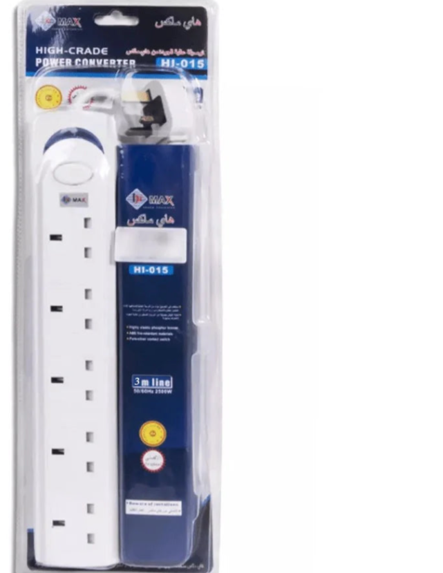 HI-MAX Extension Socket,Power Strips Extension Cord 5Sockets, 3 Meter